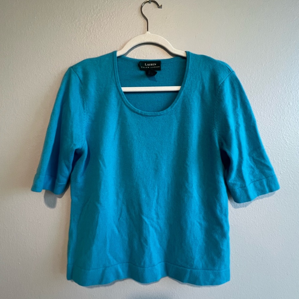 Ralph Lauren cashmere turquoise half sleeve sweater!!